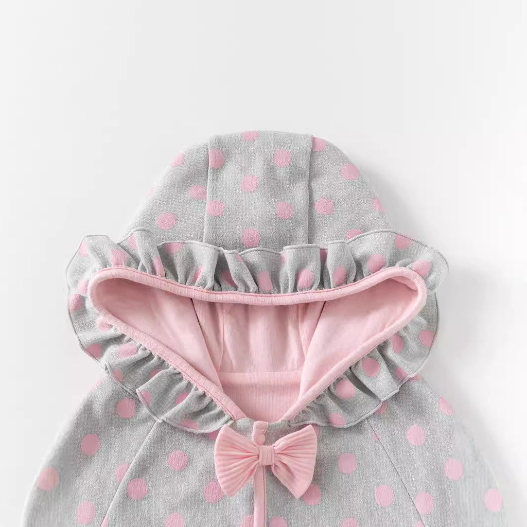Sweet Polka Dot Cotton Baby Girl Hooded Cape