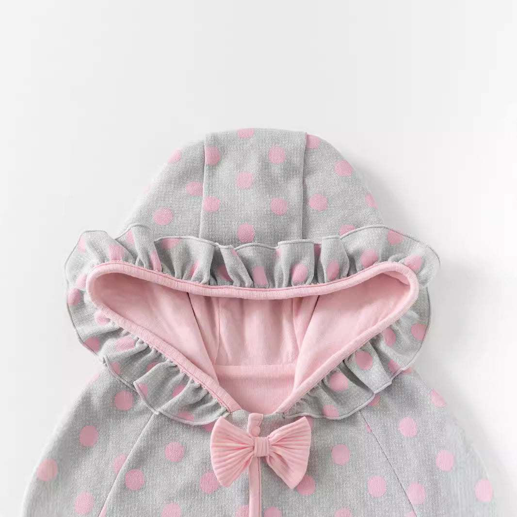 Sweet Polka Dot Cotton Baby Girl Hooded Cape