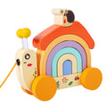 Wooden Rainbow Snail Pull-Along Learning Toy