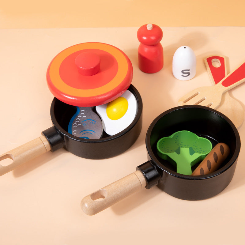 Children's Wooden Pretend Play Kitchen Cooking Set