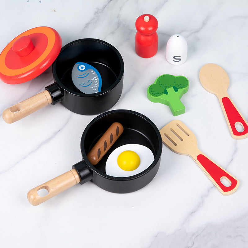 Children's Wooden Pretend Play Kitchen Cooking Set