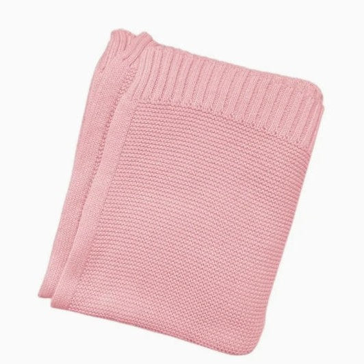 Personalized Knitted Baby Blanket with Embroidered Name & Bear