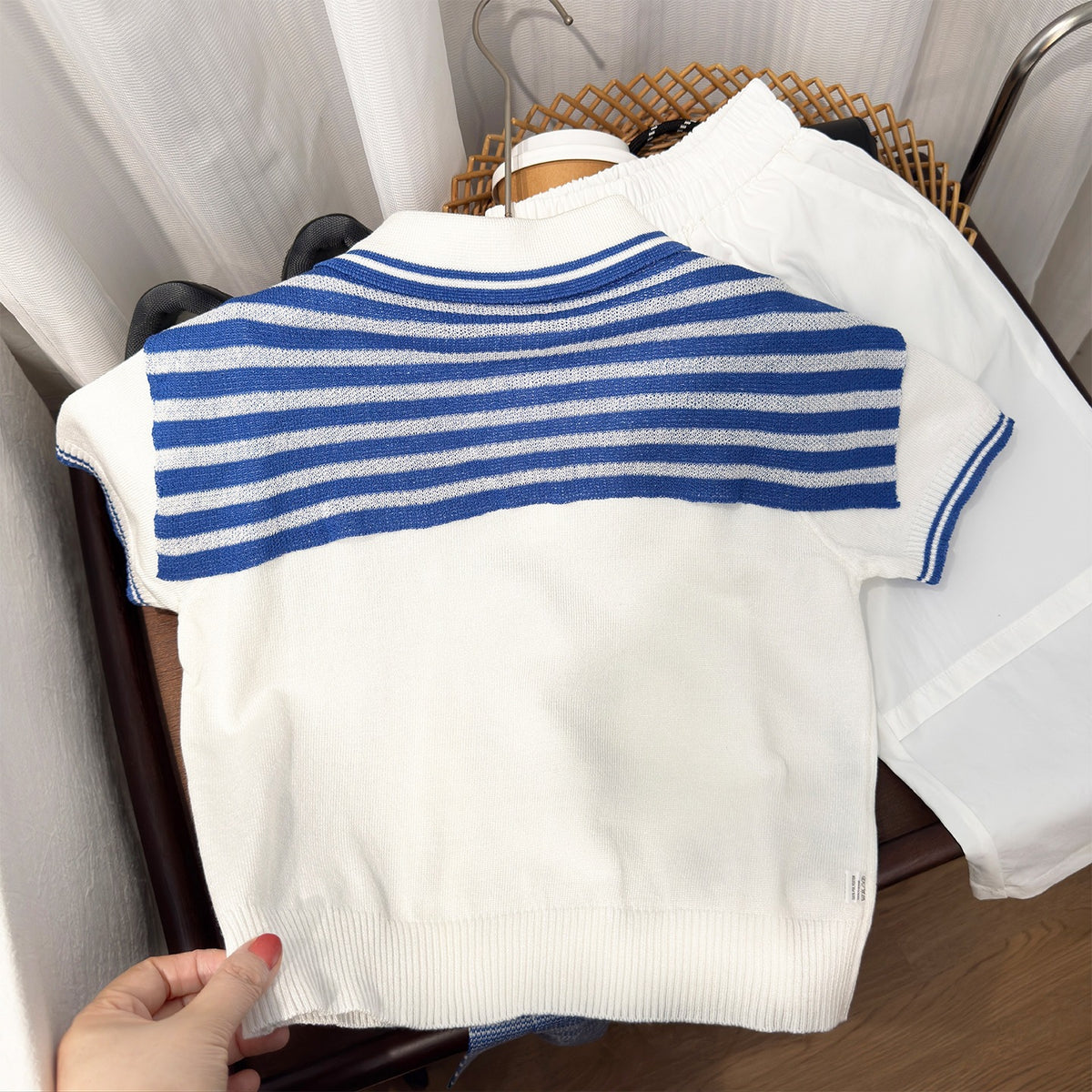 Boys’ Casual Two-Piece Lightweight Cotton Set with Shawl Collar