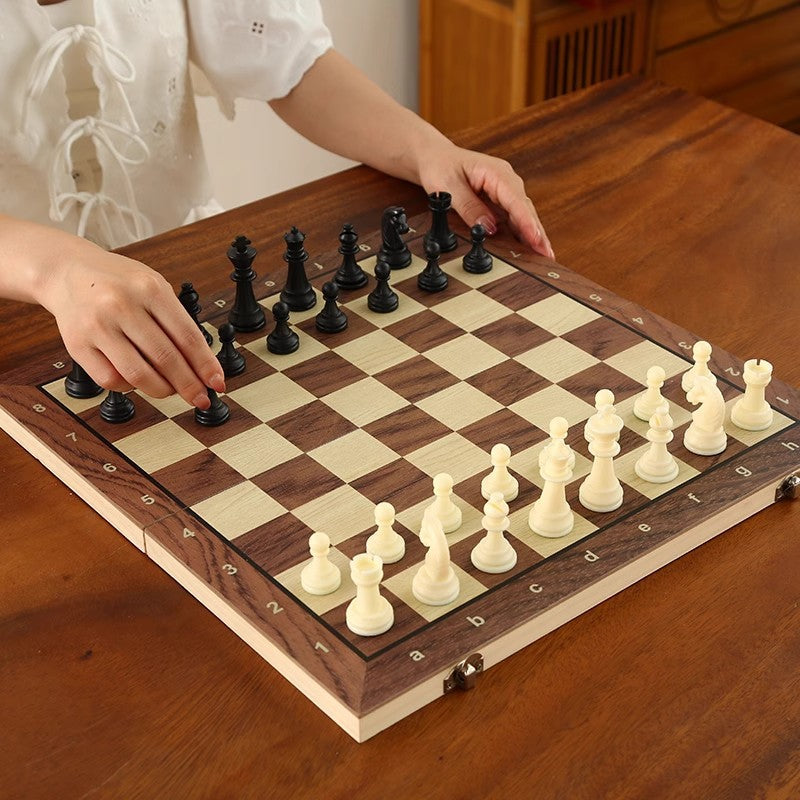 Magnetic Wooden Foldable Chess Board for Kids & Beginners