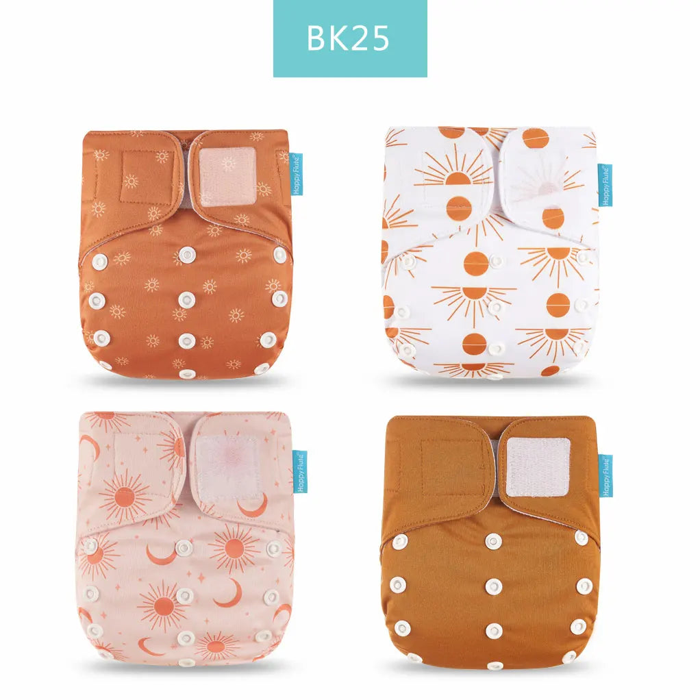 HappyFlute 4-Piece Eco-Friendly Reusable Pocket Cloth Diaper Set