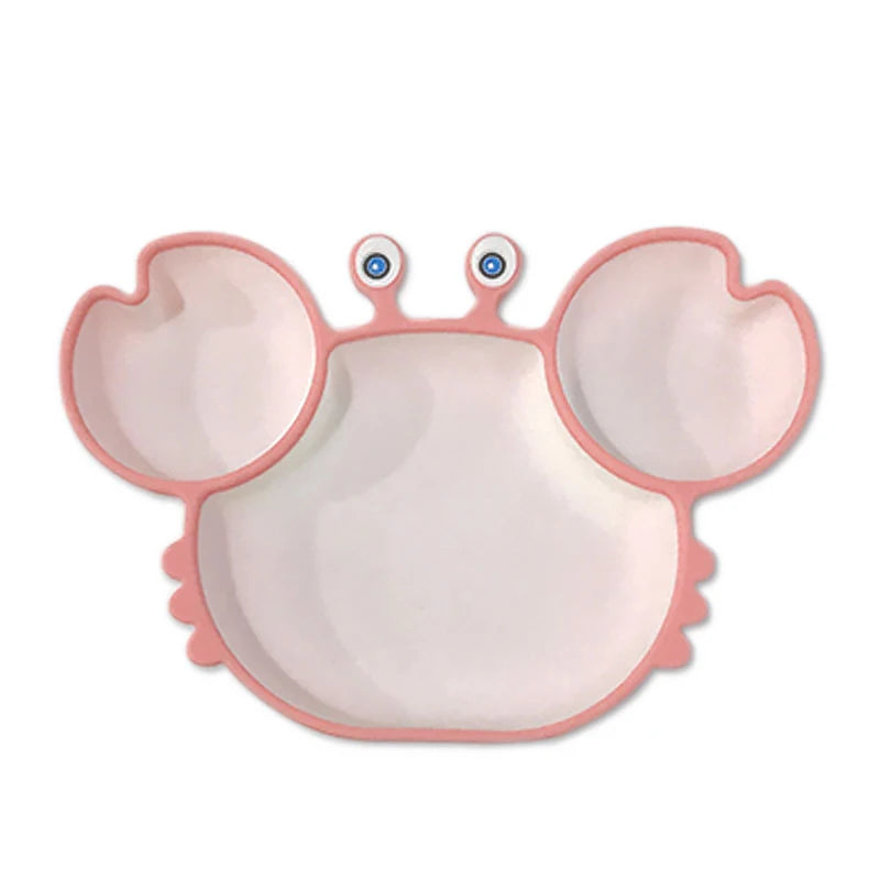 Crab-Shaped Silicone Suction Baby Plate