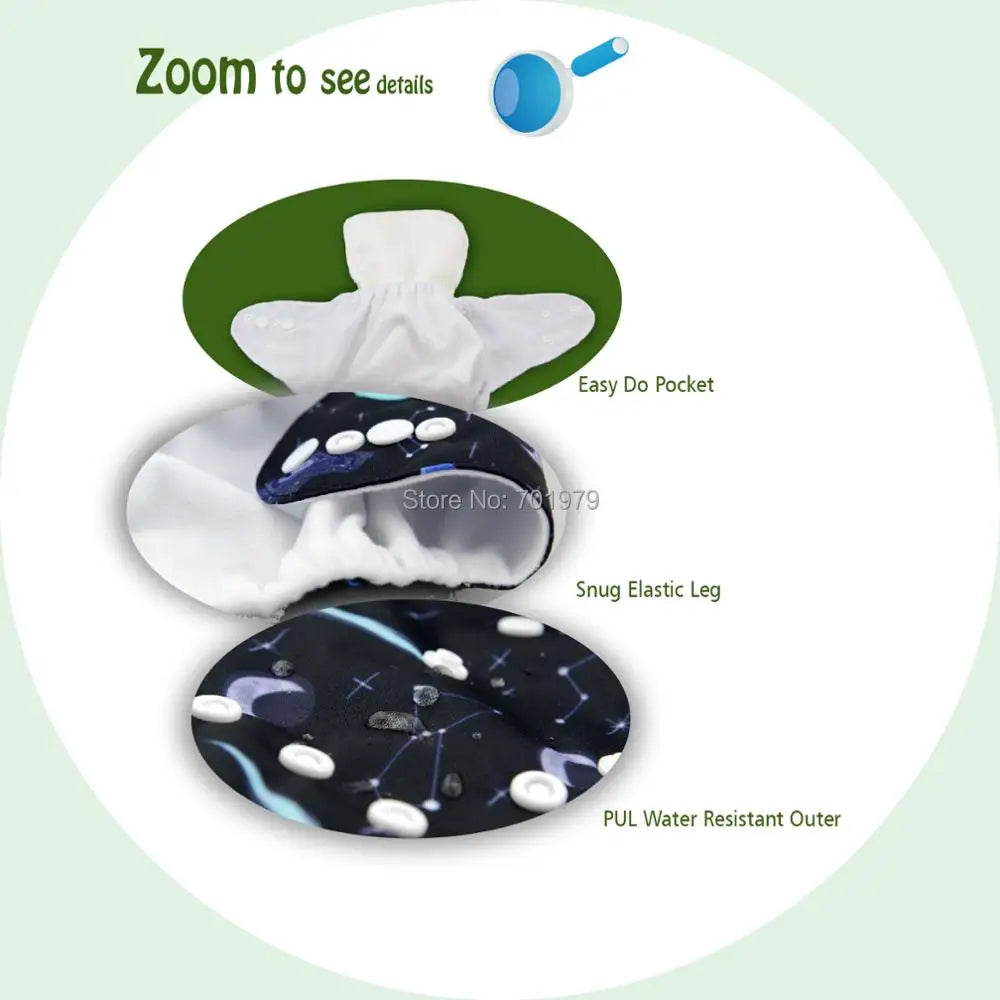 ALVABABY Reusable Adjustable Baby Cloth Diaper with Microfiber Insert