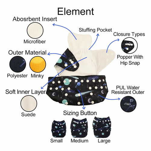 ALVABABY Adjustable Reusable Cloth Diaper