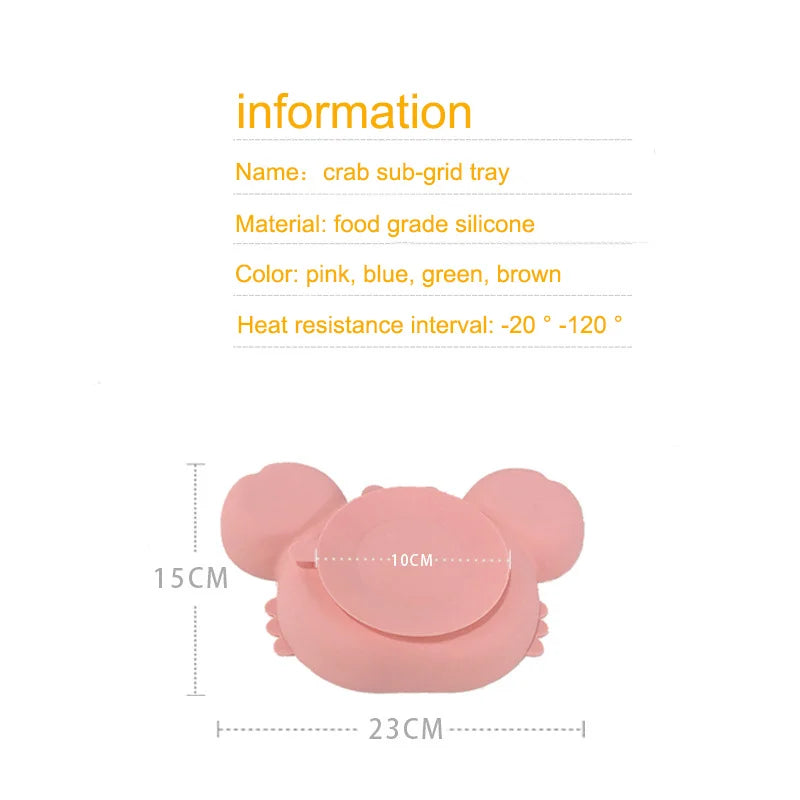 Crab-Shaped Silicone Suction Baby Plate