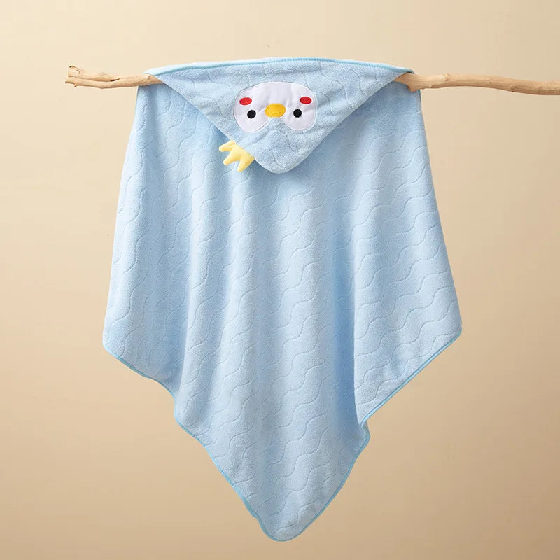Hooded Baby Bath Towel & Coral Fleece Blanket