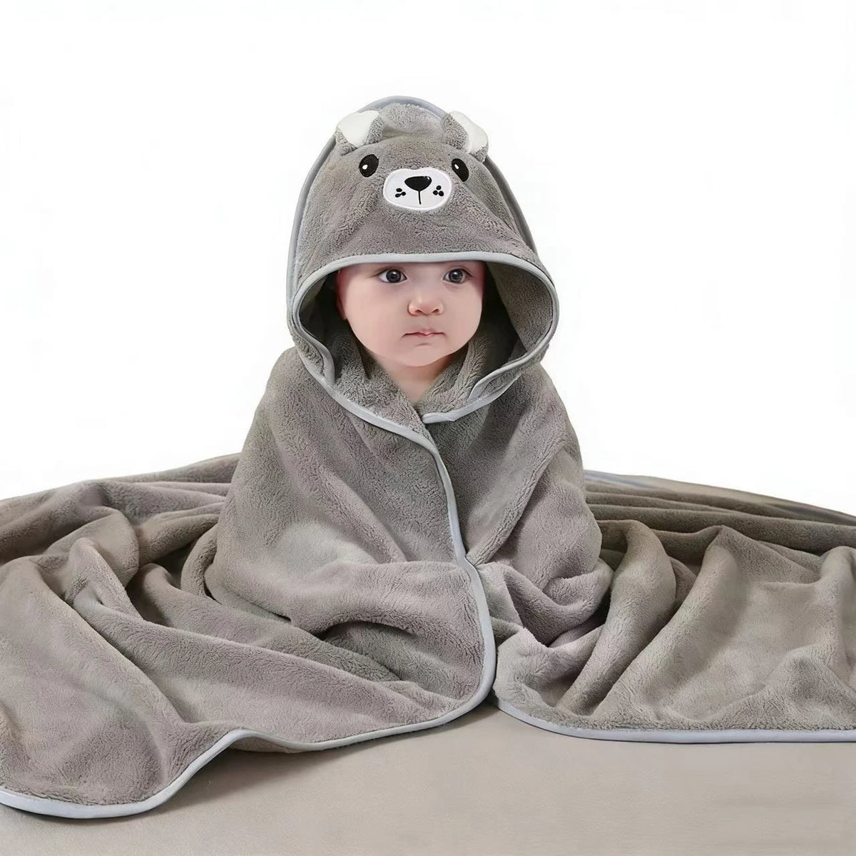 Hooded Baby Bath Towel & Coral Fleece Blanket