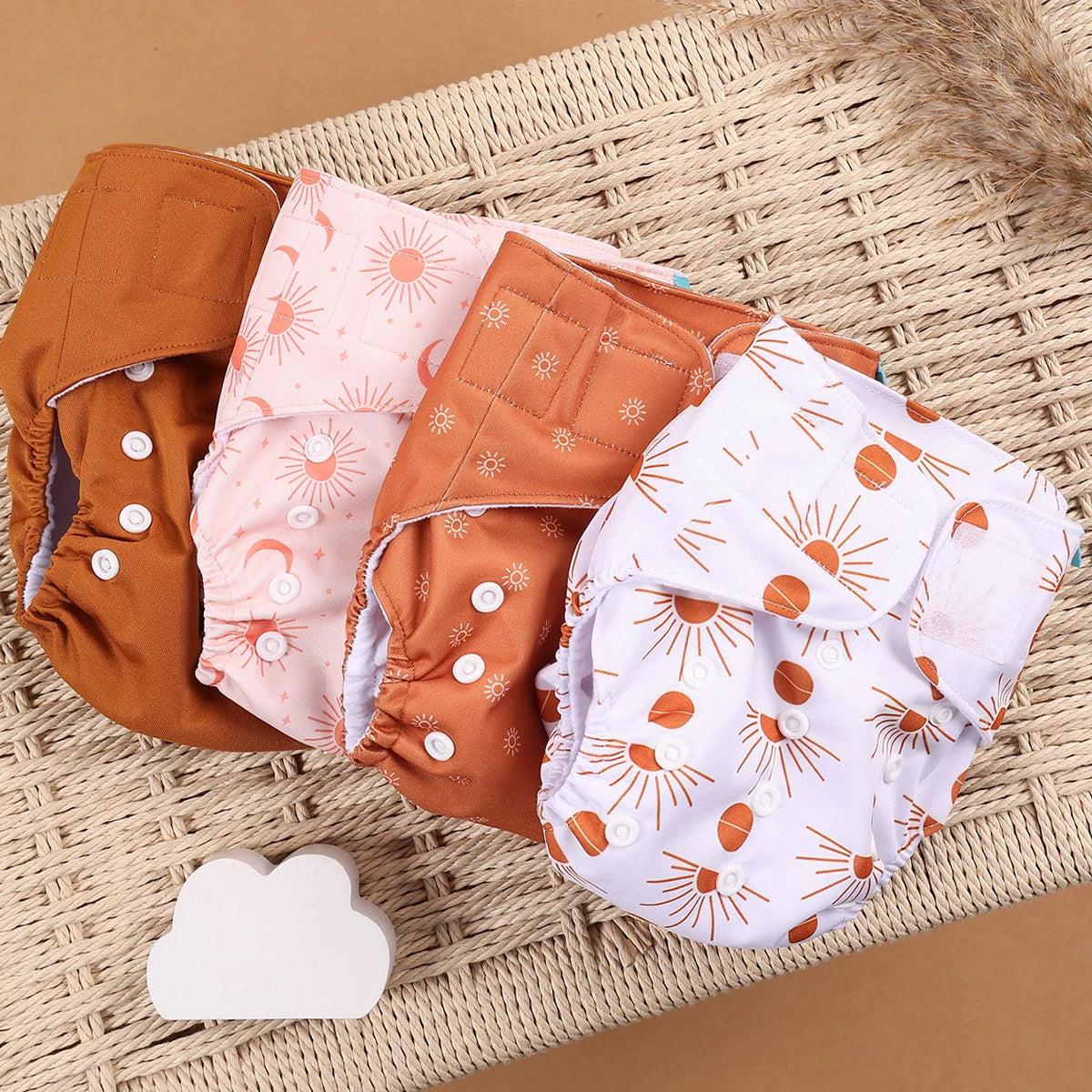 HappyFlute 4-Piece Eco-Friendly Reusable Pocket Cloth Diaper Set