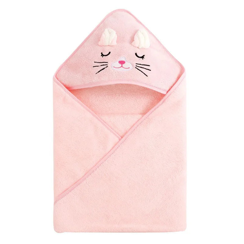 Hooded Baby Bath Towel & Coral Fleece Blanket