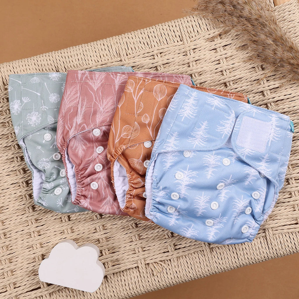 HappyFlute 4-Piece Eco-Friendly Reusable Pocket Cloth Diaper Set
