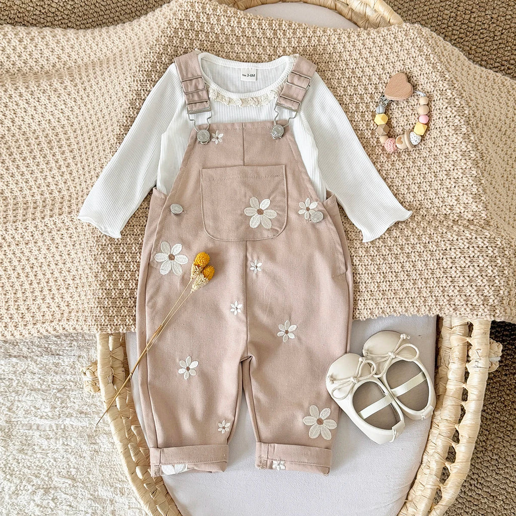 Embroidered Knitted Sleeveless Baby Romper