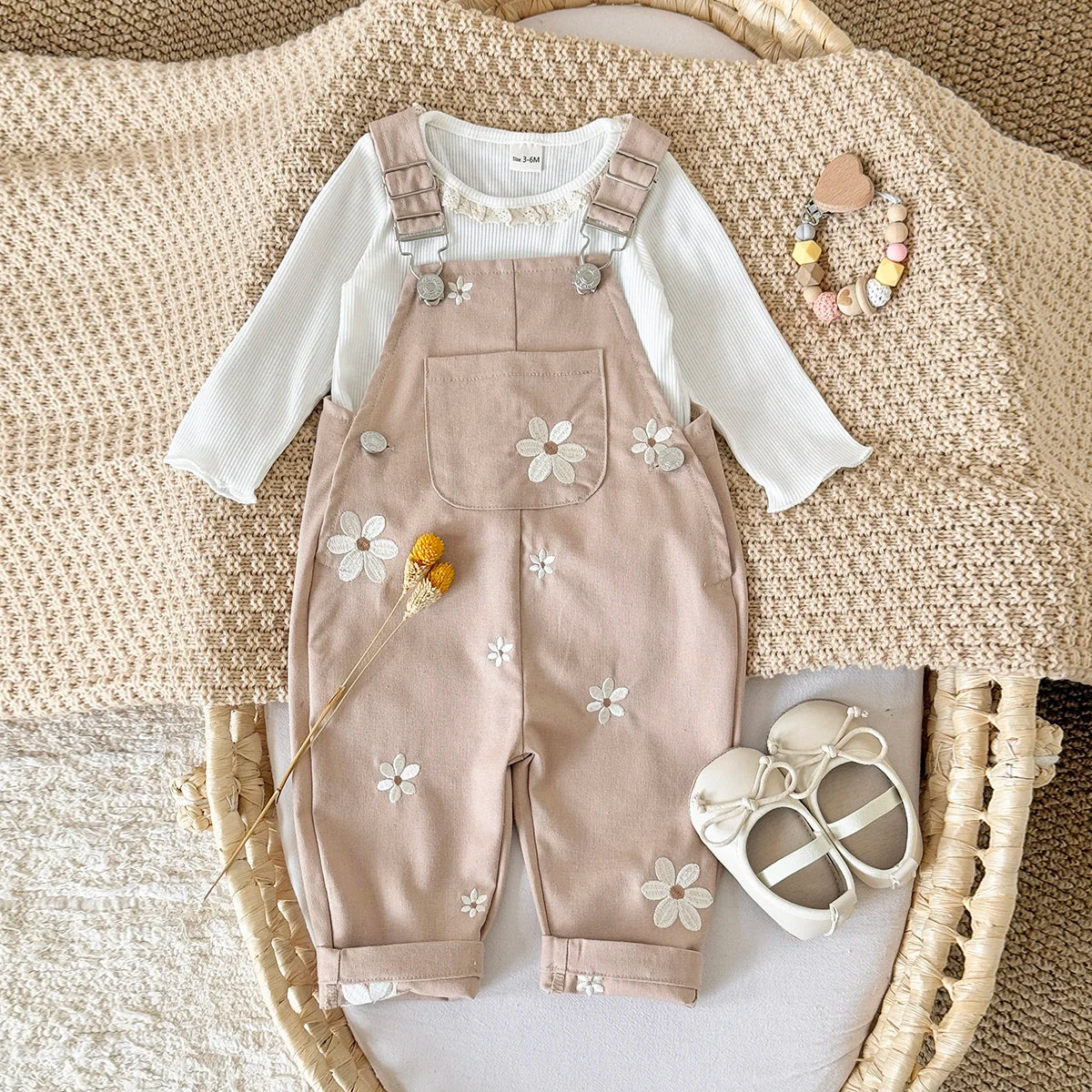 Embroidered Knitted Sleeveless Baby Romper