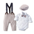Baby Boy Gentleman Striped Romper & Bow Hat Set