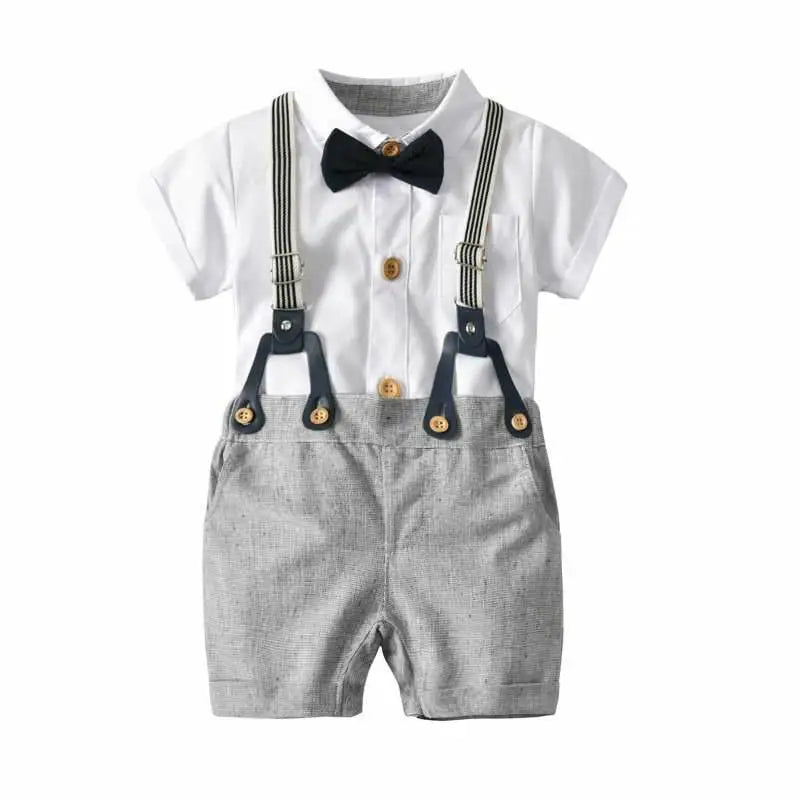 Baby Boy Gentleman Striped Romper & Bow Hat Set