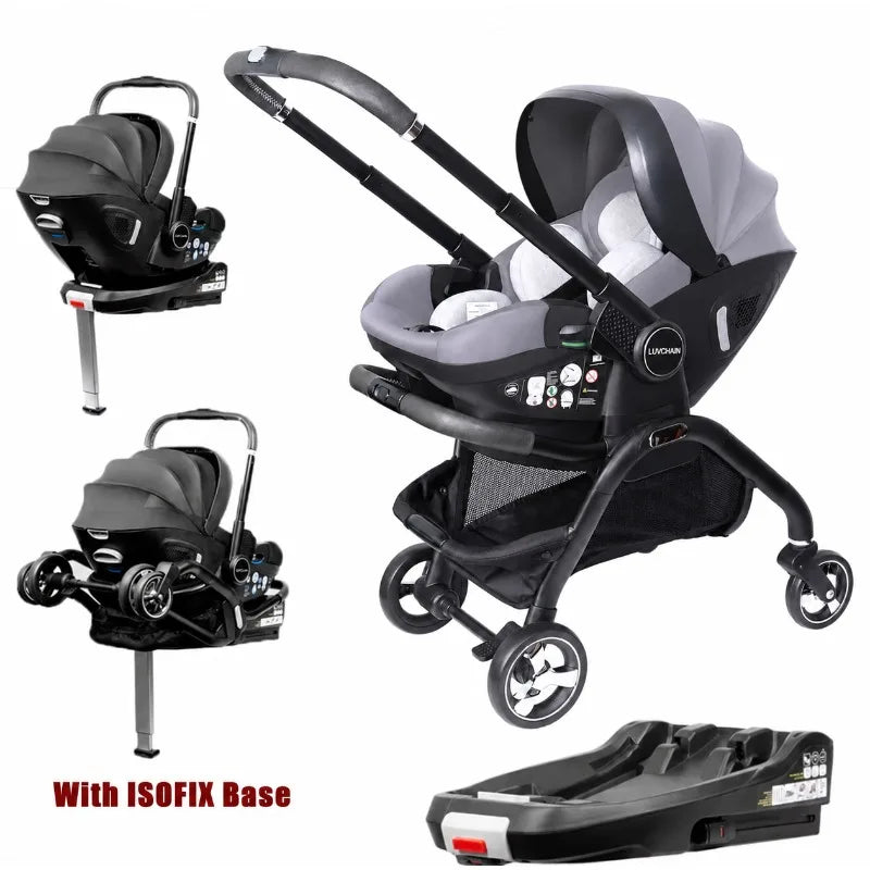 4-in-1 Luxury Baby Stroller & Car Seat Travel System with ISOFIX Base