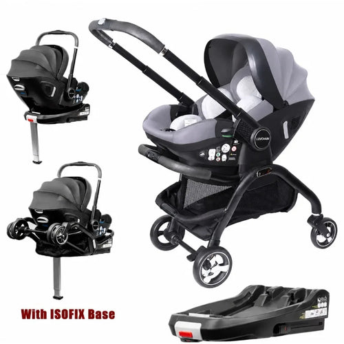 4-in-1 Luxury Baby Stroller & Car Seat Travel System with ISOFIX Base