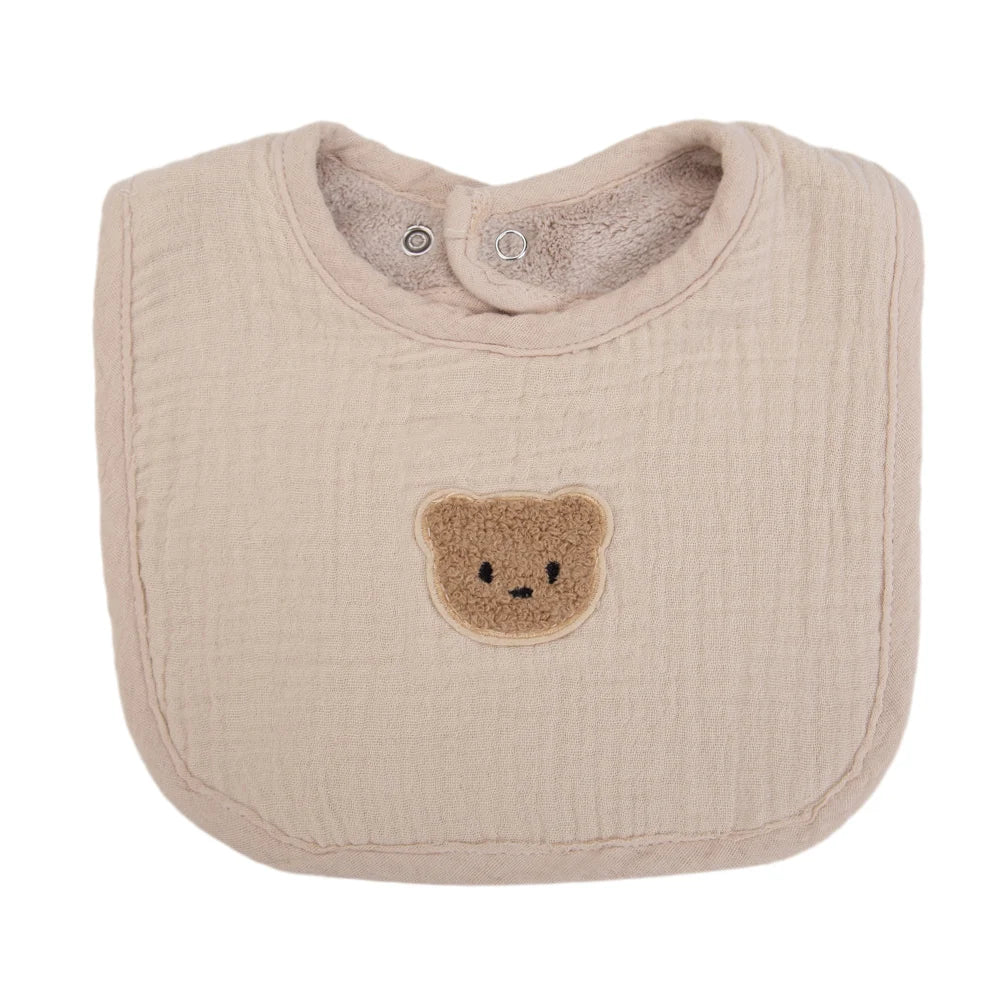 Cute Bear Muslin Cotton Baby Bandana Bib