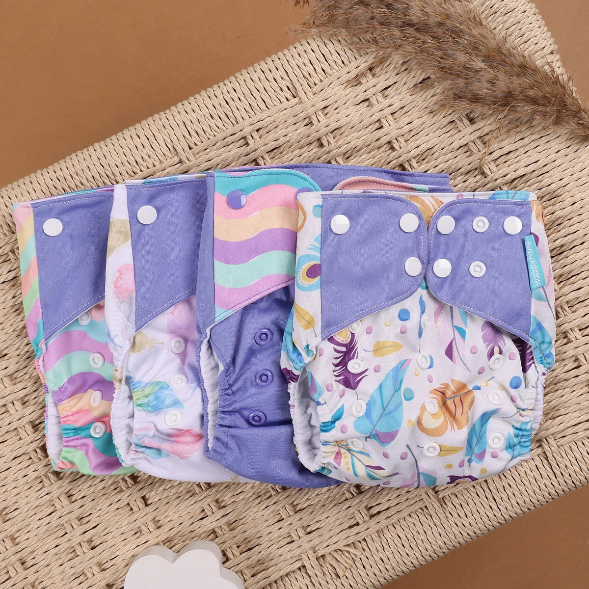 HappyFlute 4-Piece Eco-Friendly Reusable Pocket Cloth Diaper Set