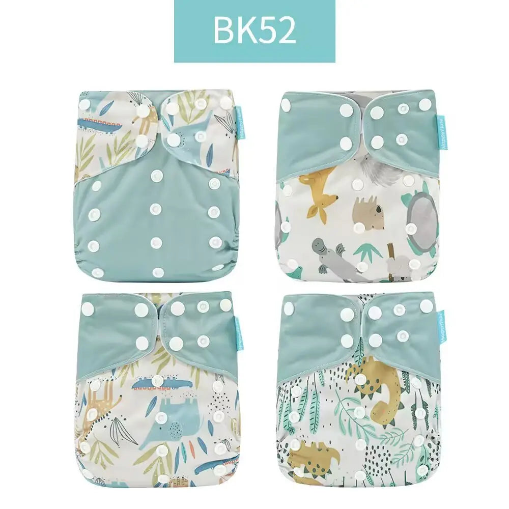 HappyFlute 4-Piece Eco-Friendly Reusable Pocket Cloth Diaper Set
