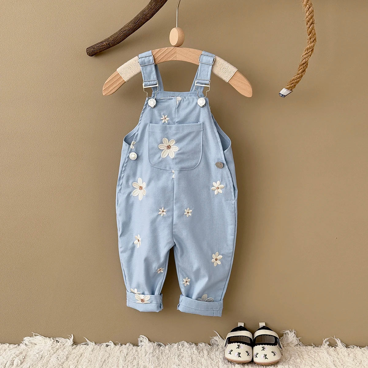 Embroidered Knitted Sleeveless Baby Romper
