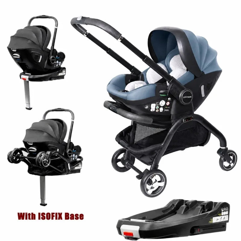 4-in-1 Luxury Baby Stroller & Car Seat Travel System with ISOFIX Base