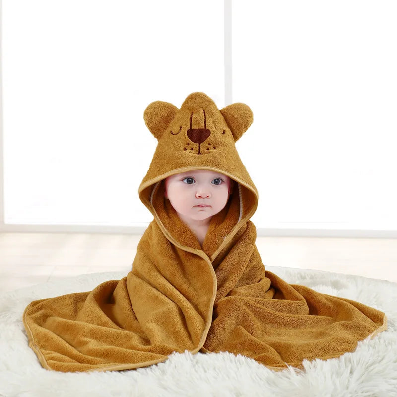Hooded Baby Bath Towel & Coral Fleece Blanket