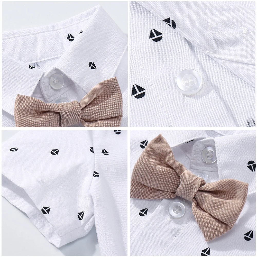 Baby Boy Gentleman Striped Romper & Bow Hat Set