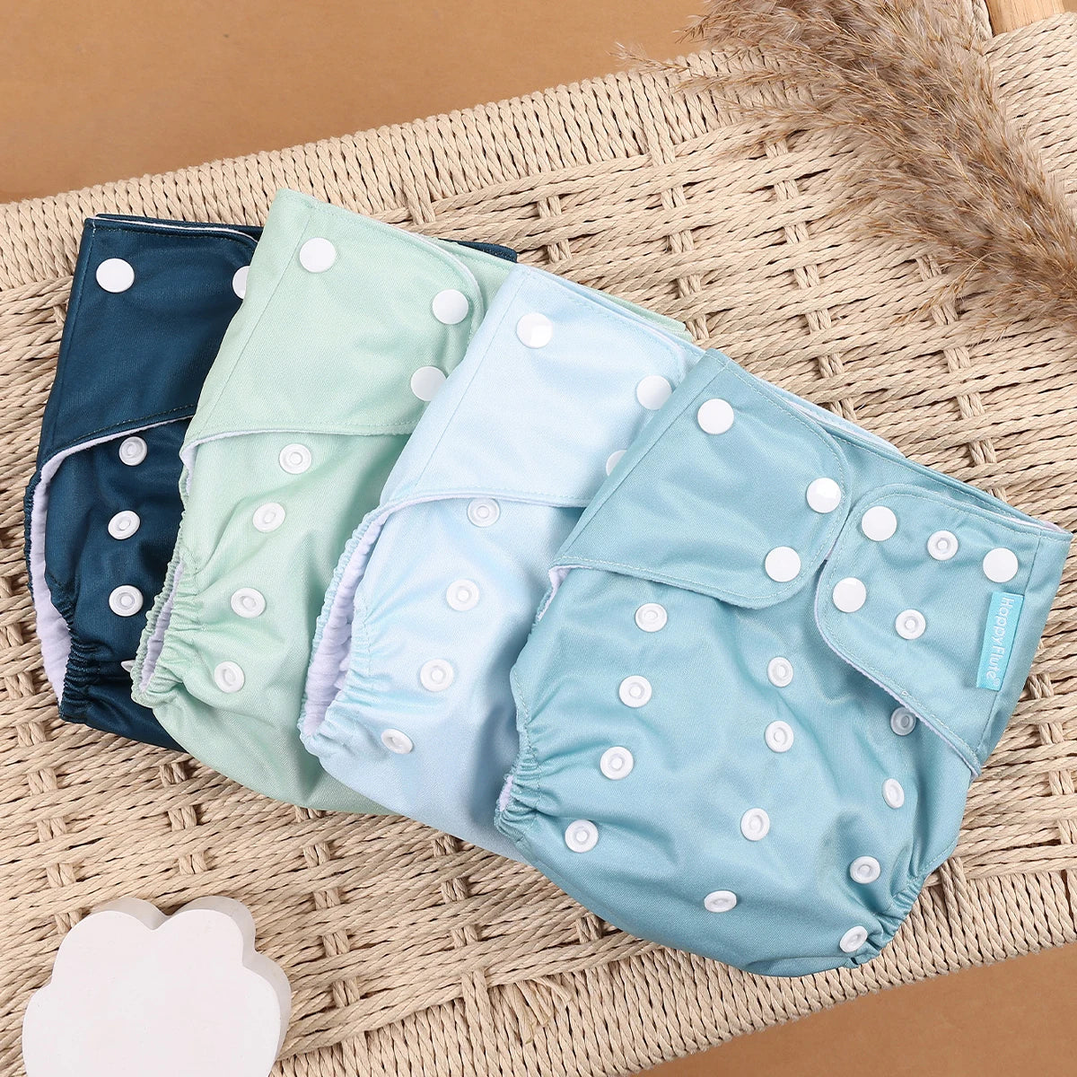 HappyFlute 4-Piece Eco-Friendly Reusable Pocket Cloth Diaper Set