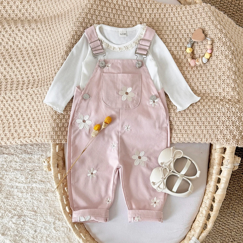 Embroidered Knitted Sleeveless Baby Romper