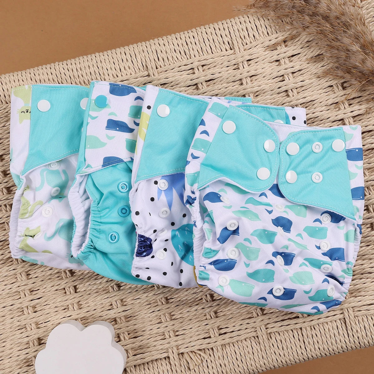 HappyFlute 4-Piece Eco-Friendly Reusable Pocket Cloth Diaper Set