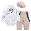 Baby Boy Gentleman Striped Romper & Bow Hat Set