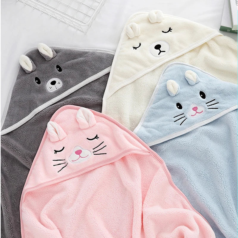Hooded Baby Bath Towel & Coral Fleece Blanket