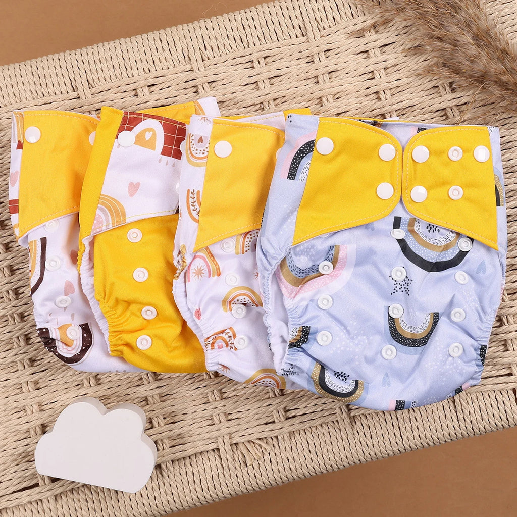 HappyFlute 4-Piece Eco-Friendly Reusable Pocket Cloth Diaper Set