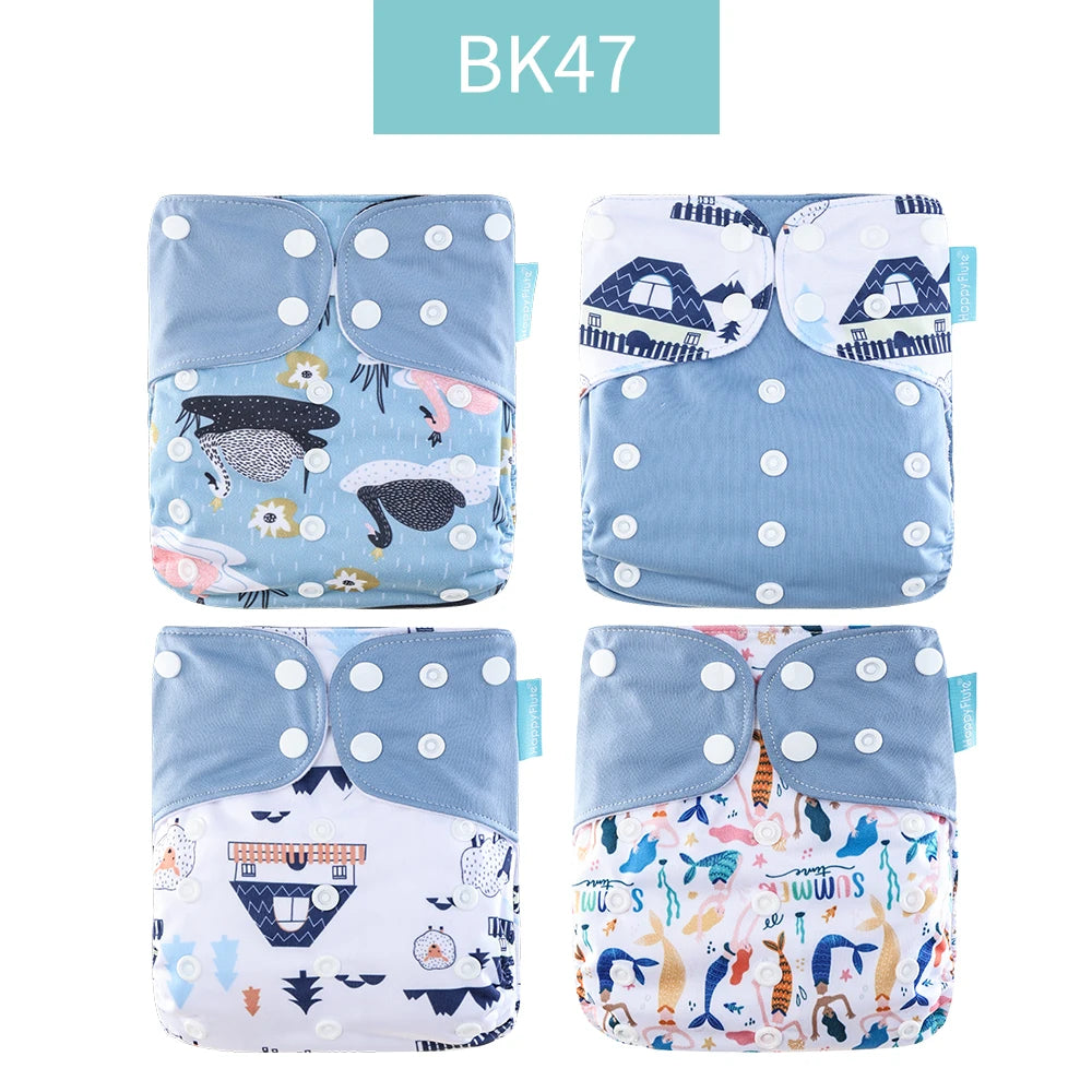 HappyFlute 4-Piece Eco-Friendly Reusable Pocket Cloth Diaper Set