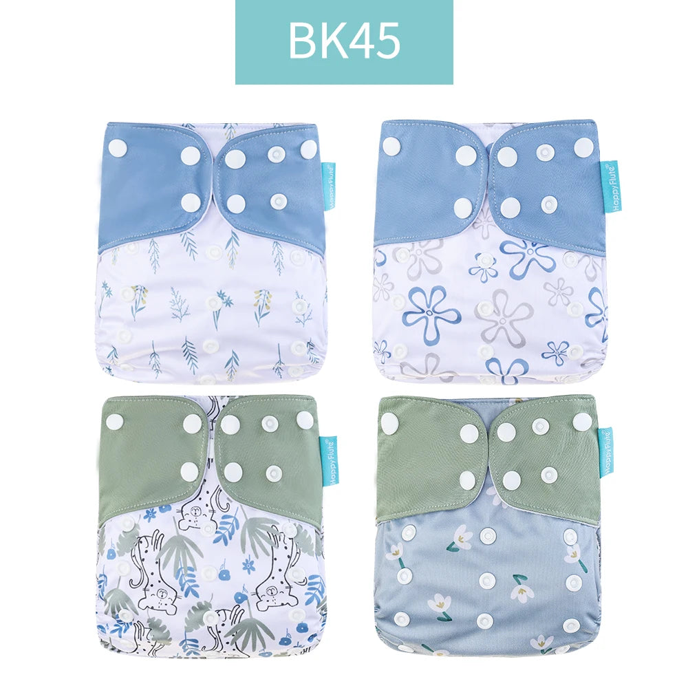 HappyFlute 4-Piece Eco-Friendly Reusable Pocket Cloth Diaper Set