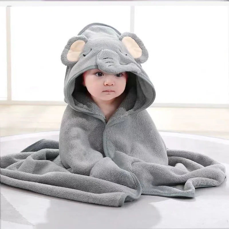 Hooded Baby Bath Towel & Coral Fleece Blanket