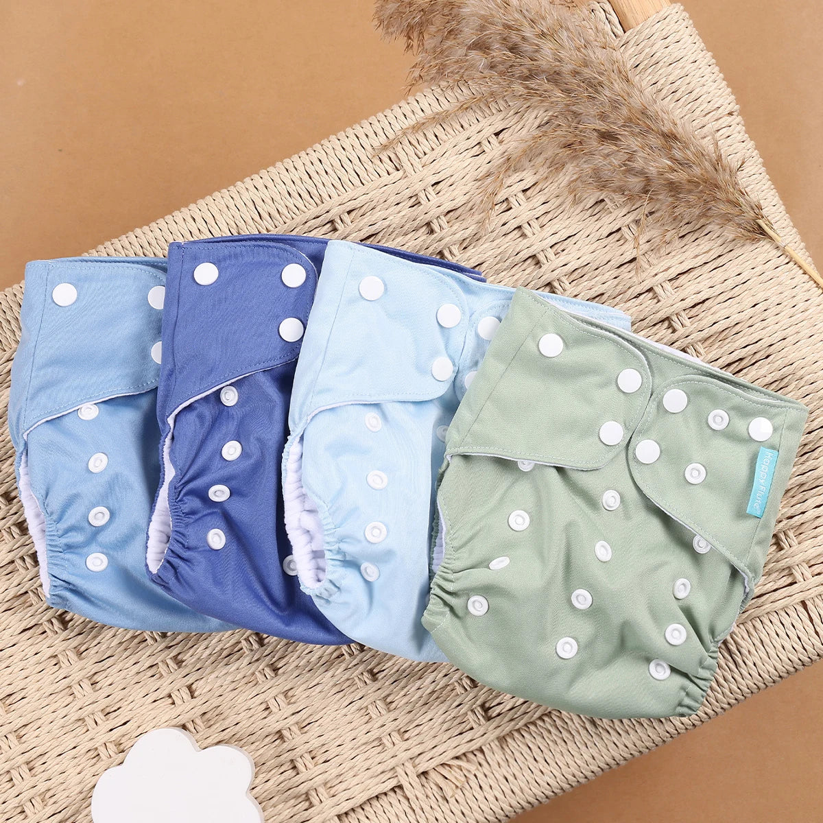 HappyFlute 4-Piece Eco-Friendly Reusable Pocket Cloth Diaper Set
