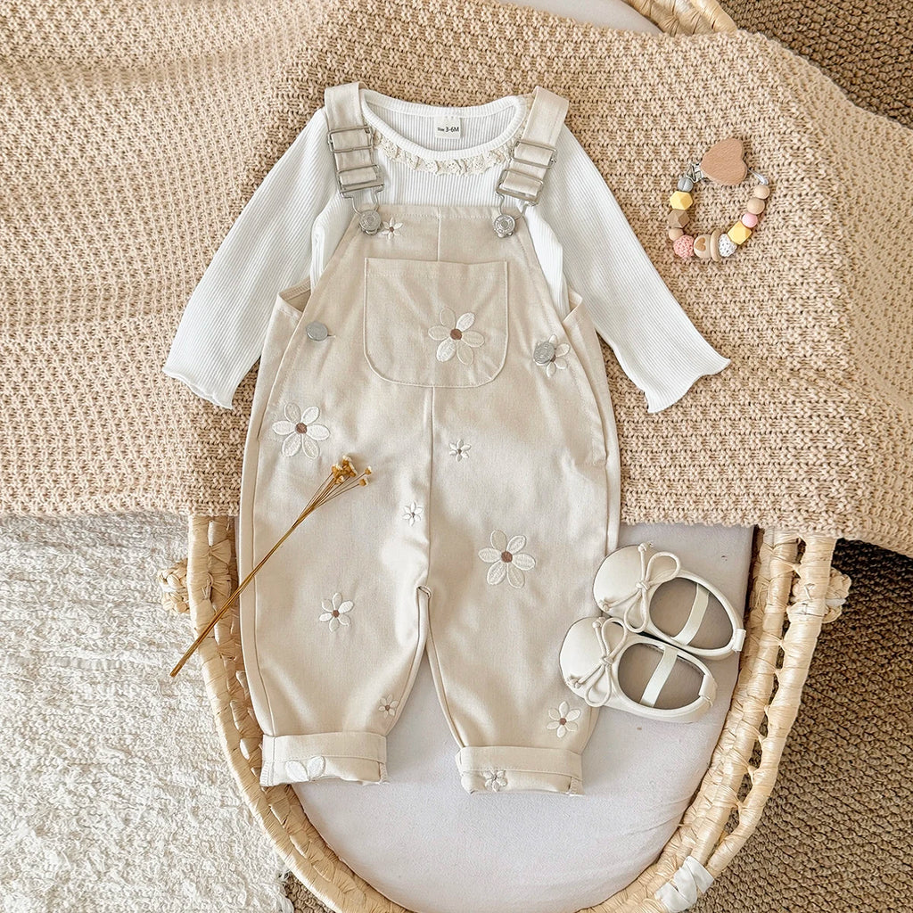 Embroidered Knitted Sleeveless Baby Romper