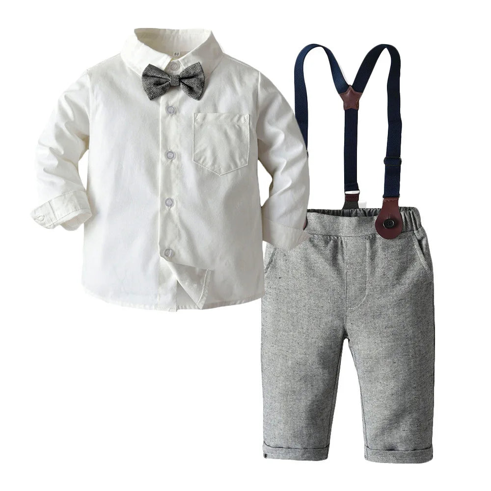 Baby Boy Gentleman Striped Romper & Bow Hat Set