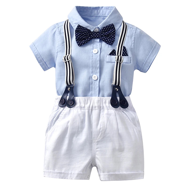 Baby Boy Gentleman Striped Romper & Bow Hat Set