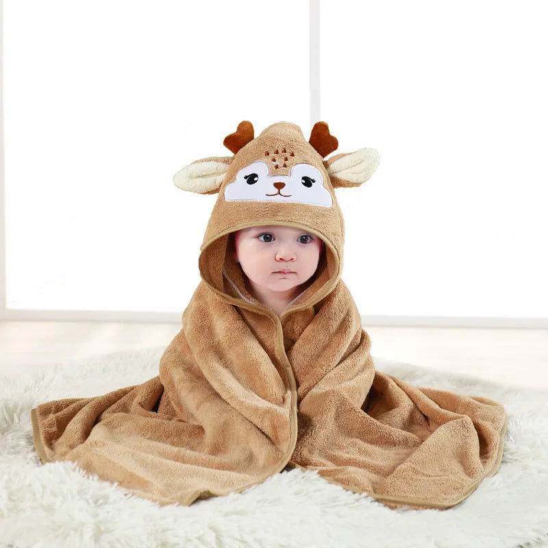 Hooded Baby Bath Towel & Coral Fleece Blanket