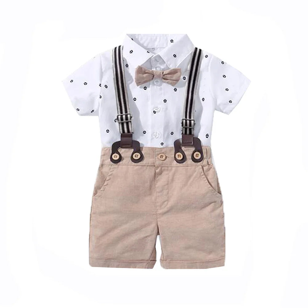 Baby Boy Gentleman Striped Romper & Bow Hat Set