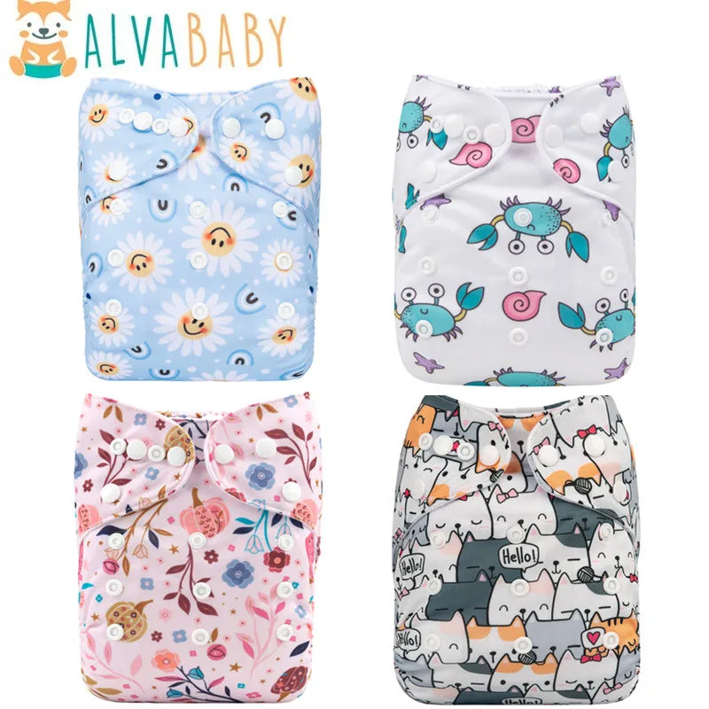 ALVABABY Reusable Adjustable Baby Cloth Diaper with Microfiber Insert