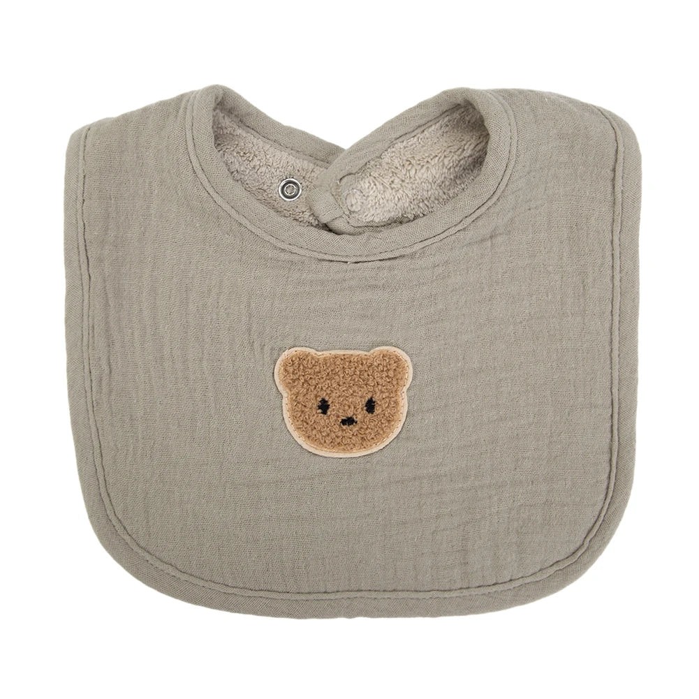 Cute Bear Muslin Cotton Baby Bandana Bib