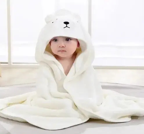 Hooded Baby Bath Towel & Coral Fleece Blanket