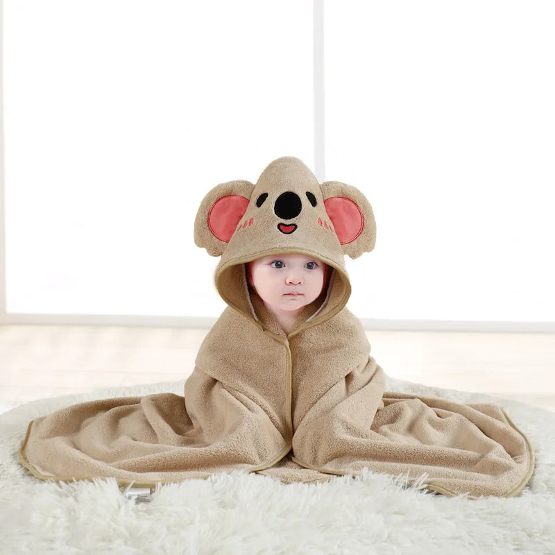 Hooded Baby Bath Towel & Coral Fleece Blanket